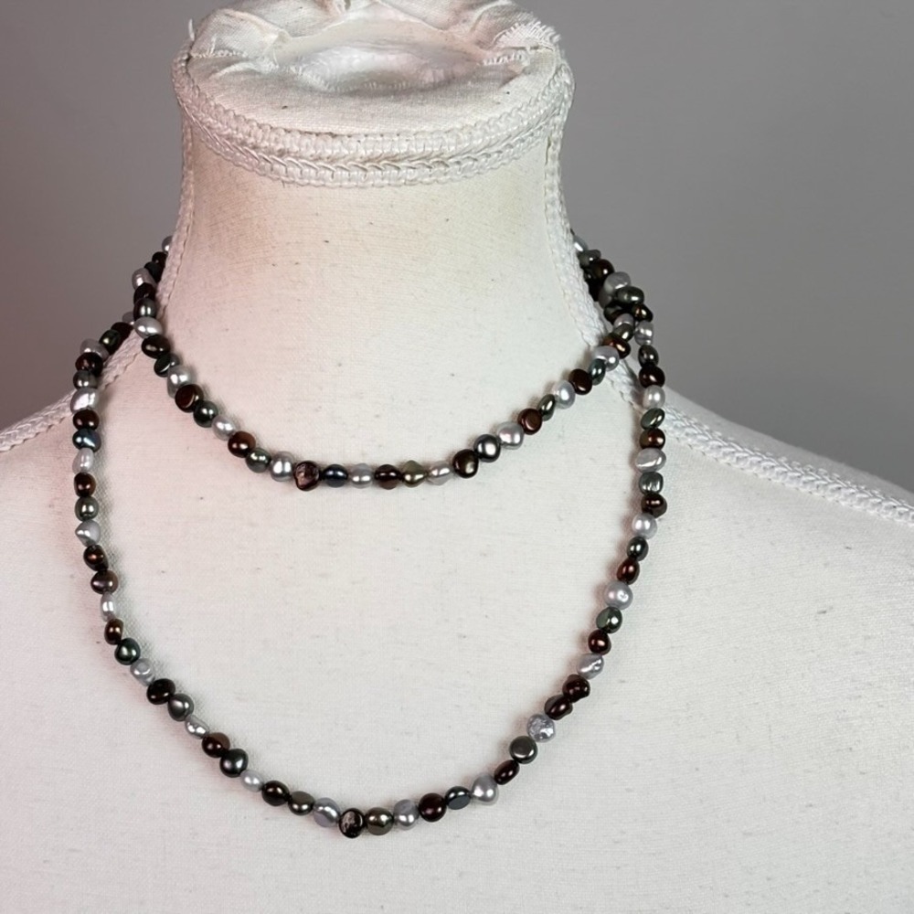 Multicolor Freshwater Pearl Strand Neclace 35" Long Classic